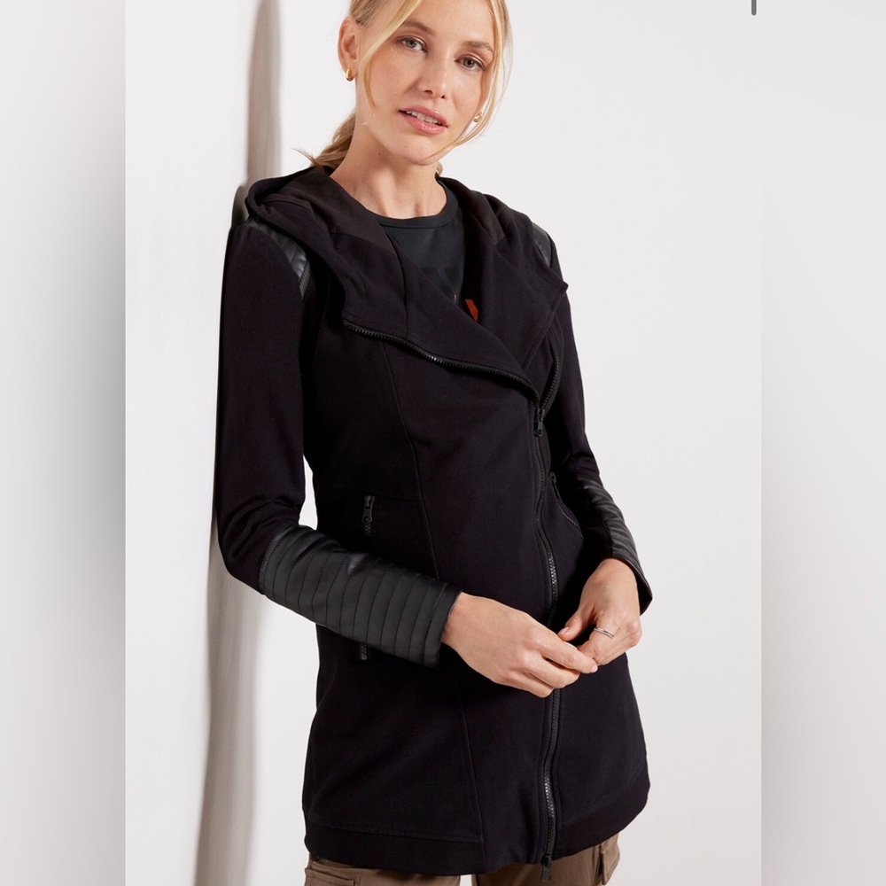 Black Update Traveler Jacket with Faux Leather; Blanc Noir from Evereve